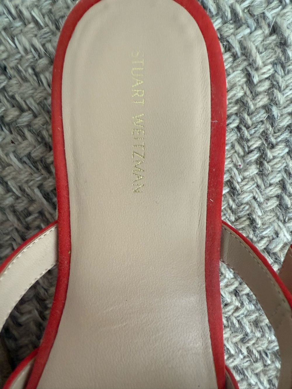 Stuart Weitzman Red Suede Crystal Buckle Espadrille Mule Size 9 - Picture 6 of 8